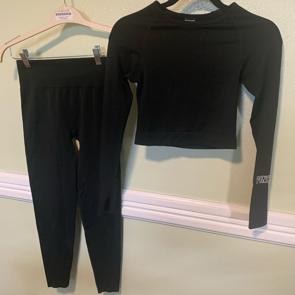Black leggings and top from Victoria’s Secret